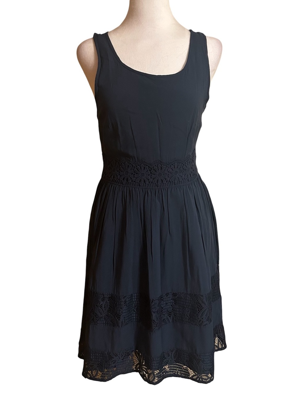 LC Lauren Conrad Navy Floral Lace Dress